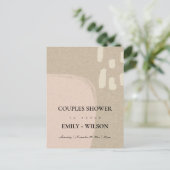 MODERN ABSTRACTE KRAFT BLUSH PEACH COUPLY SHOWER UITNODIGING BRIEFKAART (Staand voorkant)