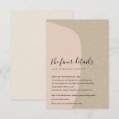 MODERN ABSTRACTE KRAFT BLUSH PEACH WEDDING DETAIL INFORMATIEKAARTJE (Voorkant / Achterkant)
