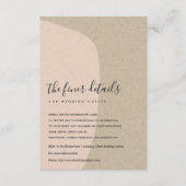 MODERN ABSTRACTE KRAFT BLUSH PEACH WEDDING DETAIL INFORMATIEKAARTJE (Voorkant)