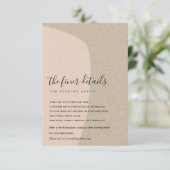 MODERN ABSTRACTE KRAFT BLUSH PEACH WEDDING DETAIL INFORMATIEKAARTJE (Staand voorkant)