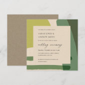 MODERN ABSTRACTE KRAFT LIME GREEN ARTISTIC WEDING KAART (Voorkant / Achterkant)