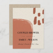MODERN ABSTRACTE KRAFT TERRACOTTA-KOPPELS SHOWER UITNODIGING BRIEFKAART (Voorkant / Achterkant)