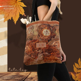 Modern Abstracte Kunst Herfst Rustiek Bruin Monogr Tote Bag