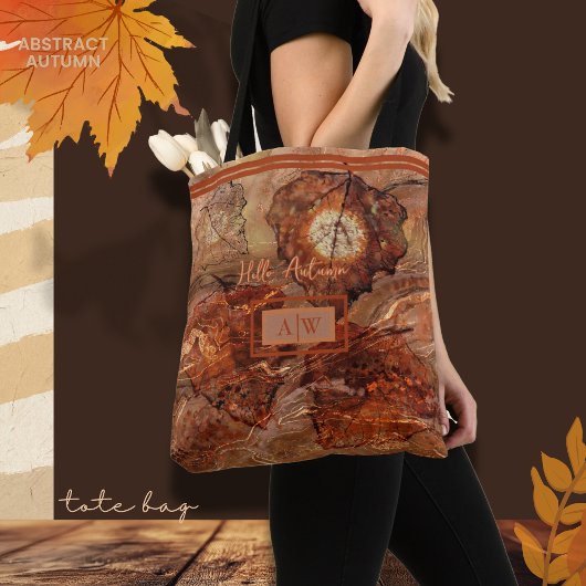 Modern Abstracte Kunst Herfst Rustiek Bruin Monogr Tote Bag