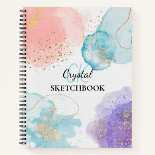 Modern Abstracte Kunst Pastelkleurig Monogram Sche Notitieboek