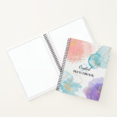 Modern Abstracte Kunst Pastelkleurig Monogram Sche Notitieboek (Binnen)