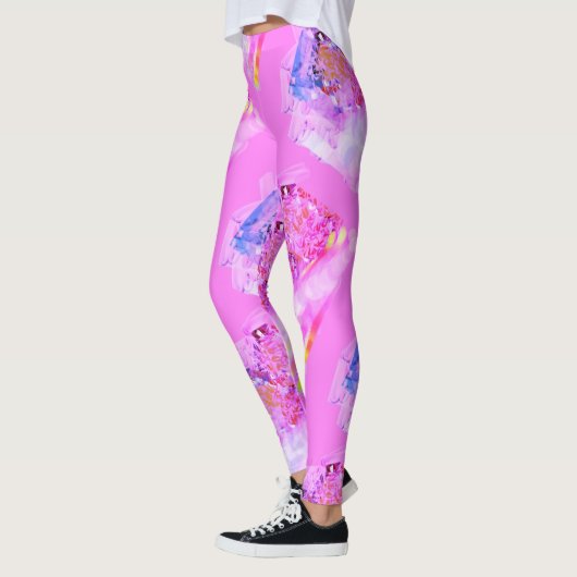 MODERN abstracte lichtroze paarse Leggings (Links)