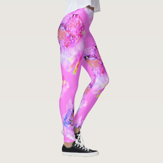 MODERN abstracte lichtroze paarse Leggings (Rechts)