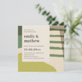 MODERN ABSTRACTE LIME GROENE KUNSTKOPPELS SHOWER KAART (Staand voorkant)