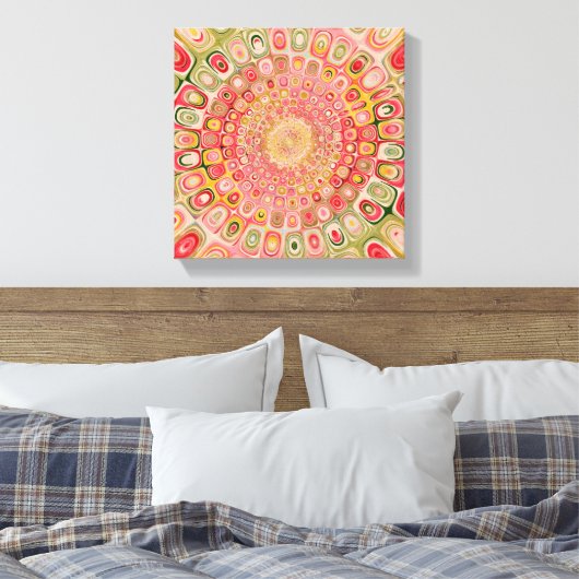 Modern Abstracte Mandala Waterverf Pastel Roze Canvas Afdruk (Insitu (Slaapkamer))