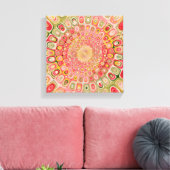 Modern Abstracte Mandala Waterverf Pastel Roze Canvas Afdruk (Insitu (Woonkamer))