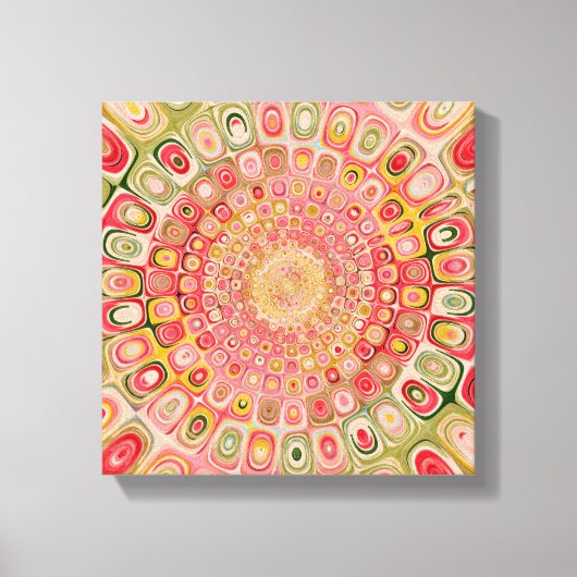 Modern Abstracte Mandala Waterverf Pastel Roze Canvas Afdruk (Voorkant)
