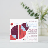 Modern Abstracte maroon Red Wedding Invite (Staand voorkant)