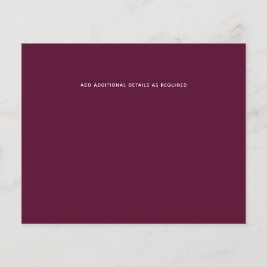 Modern Abstracte maroon Red Wedding Invite (Achterkant)