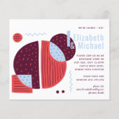 Modern Abstracte maroon Red Wedding Invite (Voorkant)