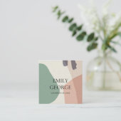 MODERN ABSTRACTE PEACH GROEN ART WEDDING WEBSITE VIERKANTE VISITEKAARTJE (Staand voorkant)