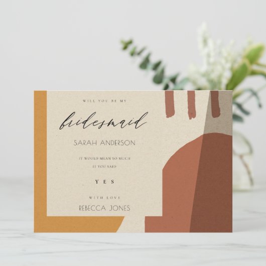 MODERN ABSTRACTE RUST ARTISTIC IS MIJN BRIDESMAID KAART (Staand voorkant)