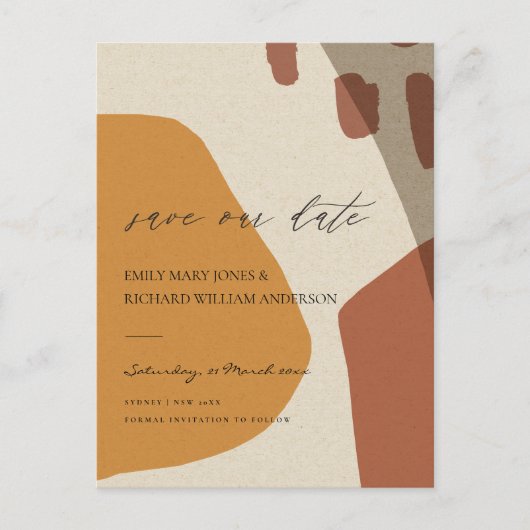 MODERN ABSTRACTE RUST KRAFT ARTISTIC BEWAART DE DA AANKONDIGINGSKAART (Voorkant)