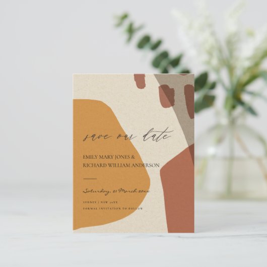 MODERN ABSTRACTE RUST KRAFT ARTISTIC BEWAART DE DA AANKONDIGINGSKAART (Staand voorkant)