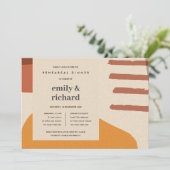 MODERN ABSTRACTE RUST YELLOW ART REHEARSAL DINNER KAART (Staand voorkant)