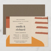 MODERN ABSTRACTE RUST YELLOW ART REHEARSAL DINNER KAART (Voorkant / Achterkant)