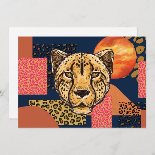 Modern Abstracte Safari Cheetah Kaart (Voorkant / Achterkant)