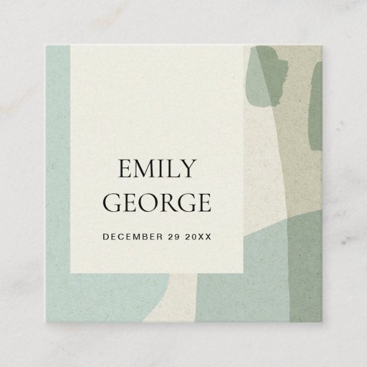 MODERN ABSTRACTE SOFT AQUA BLUE WEDDING WEBSITE VIERKANTE VISITEKAARTJE (Voorkant)