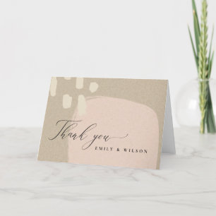 MODERN ABSTRACTE SOFT PEACH PINK KRAFT WEDING BEDANKKAART