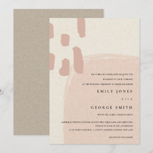 MODERN ABSTRACTE SOFT PINK BLUSH WEDDING INVITE BEDANKKAART