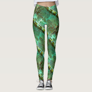 MODERN abstracte tekening-groen-bruin-geel-mozaïek Leggings