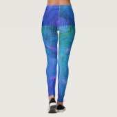 MODERN abstracte tekening in-blauw-groen-mozaïek Leggings (Achterkant)
