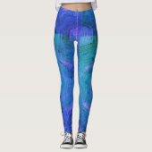 MODERN abstracte tekening in-blauw-groen-mozaïek Leggings (Voorkant)