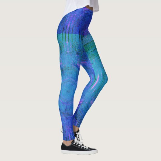 MODERN abstracte tekening in-blauw-groen-mozaïek Leggings (Rechts)