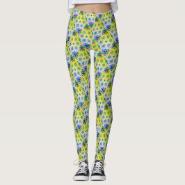 MODERN abstracte tekening in-blauw-lichtgelmozaïek Leggings