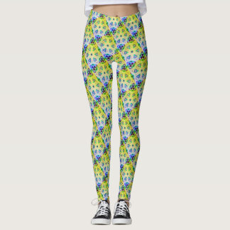 MODERN abstracte tekening in-blauw-lichtgelmozaïek Leggings