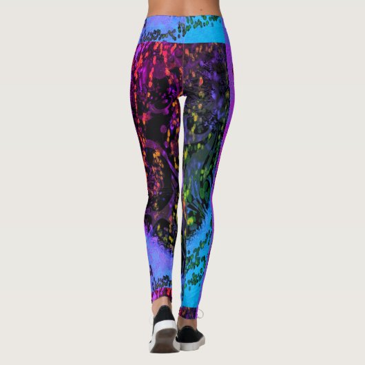 MODERN abstracte tekening in blauw-paars-mozaïek Leggings (Achterkant)