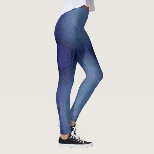 MODERN abstracte tekening in blauw-paars-mozaïek Leggings (Rechts)