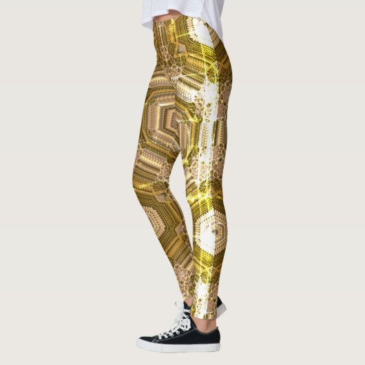 MODERN abstracte tekening in-bruin-geel-mozaïek Leggings (Links)