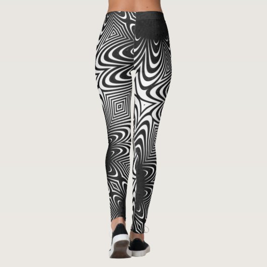 MODERN abstracte tekening in-diep-zwart-wit-mozaïe Leggings (Achterkant)