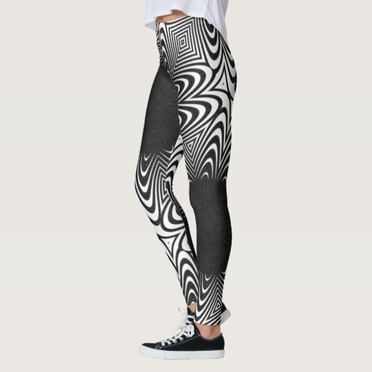 MODERN abstracte tekening in-diep-zwart-wit-mozaïe Leggings (Links)