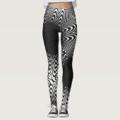 MODERN abstracte tekening in-diep-zwart-wit-mozaïe Leggings (Voorkant)