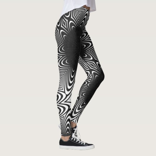MODERN abstracte tekening in-diep-zwart-wit-mozaïe Leggings (Rechts)