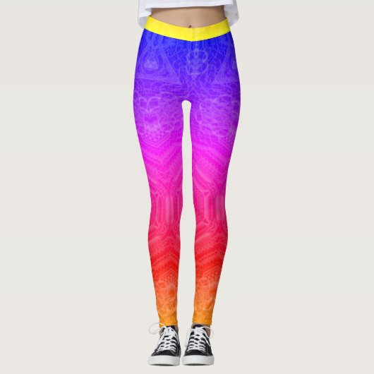 MODERN abstracte tekening in-geel-roze-blauw-mozaï Leggings (Voorkant)