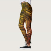 MODERN abstracte tekening in gele lichtbruinmozaïe Leggings (Links)