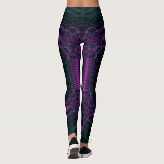 MODERN abstracte tekening in groen-donkerroze-moza Leggings (Achterkant)