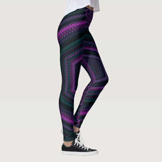 MODERN abstracte tekening in groen-donkerroze-moza Leggings (Rechts)