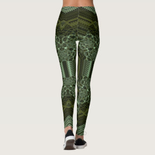 MODERN abstracte tekening in groen-lichtgroen-moza Leggings