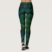 MODERN abstracte tekening in lichtgroen-blauw-moza Leggings (Achterkant)
