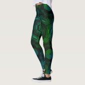 MODERN abstracte tekening in lichtgroen-blauw-moza Leggings (Links)