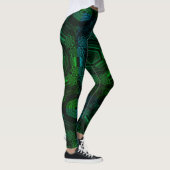 MODERN abstracte tekening in lichtgroen-blauw-moza Leggings (Rechts)